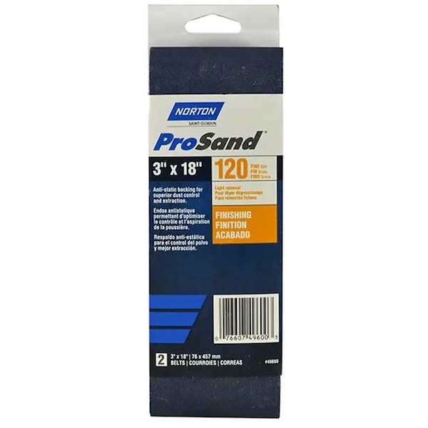 Norton Co 3" x 18" ProSand BlueFire Portable Sanding Belt 120-Grit, PK 2 02229 - main